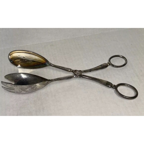 Princess House Salad Serving Tongs 10 Inch Silver Plated Vintage Grandmacore - Picture 1 of 8